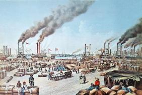 The Levee at New Orleans, 1884 (colour litho)