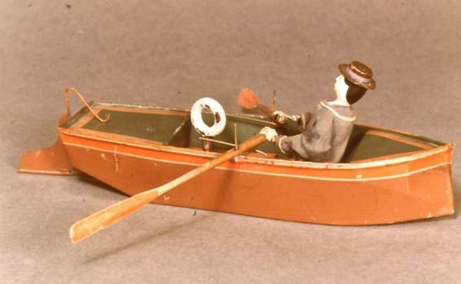 Toy boat and sailor, Ives, 1869 (wood & metal) von American School, (19th century)