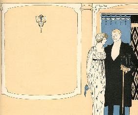 Fashionable Couple Arriving at a Ballroom 1910