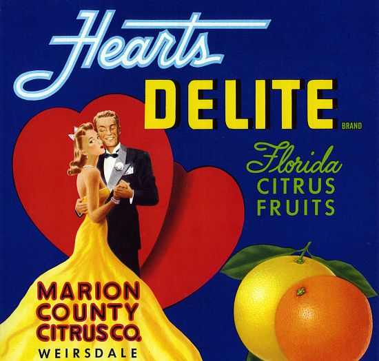 Hearts Delite Fruit Crate Label von American School, (20th century)