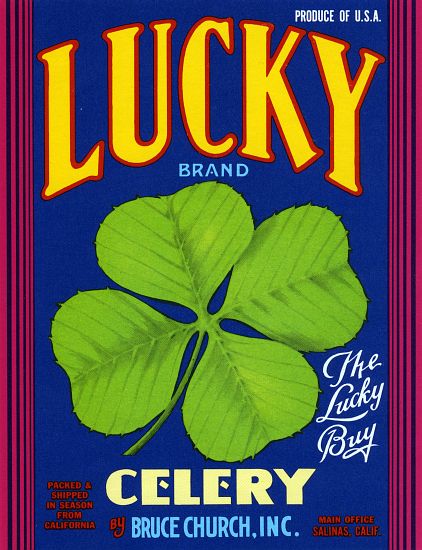 Lucky Brand Celery Fruit Crate Label von American School, (20th century)