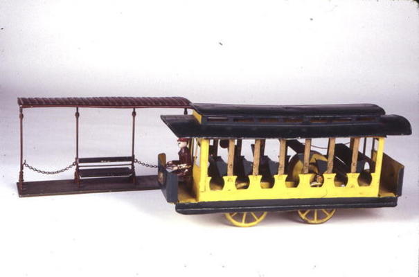 Toy Trolley and Shed, c.1900 (tin) von American School, (20th century)