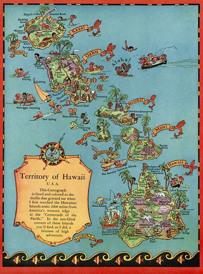 Vintage Tourist Map of Hawaii von American School, (20th century)