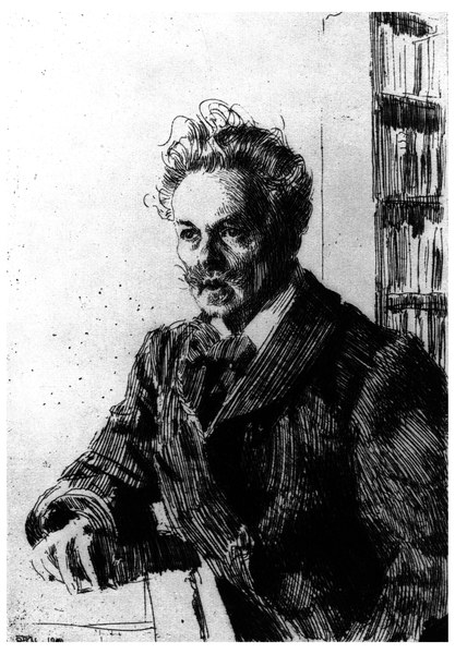 August Strindberg / Etching by Zorn von Anders Leonard Zorn
