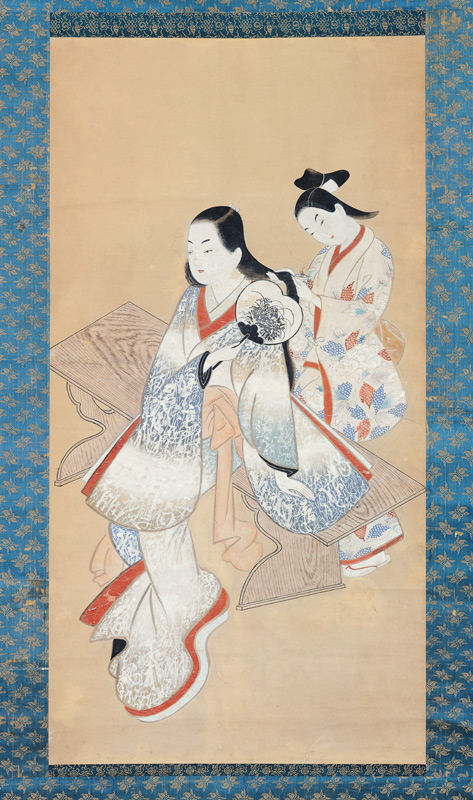 The Courtesan''s Coiffure, c.1700-14 (ink on paper) von Ando Kaigetsudo