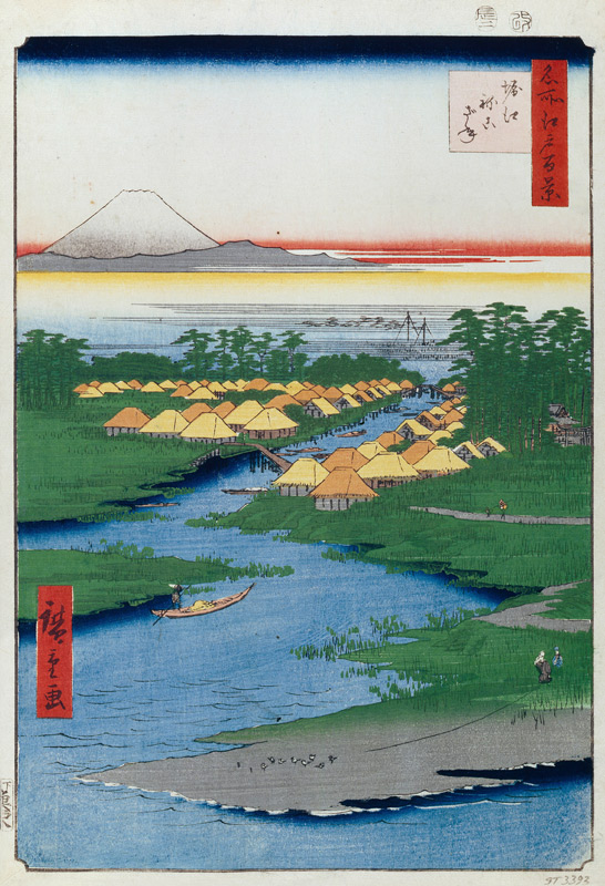 Horie und Nekozane (Einhundert Ansichten von Edo) von Ando oder Utagawa Hiroshige