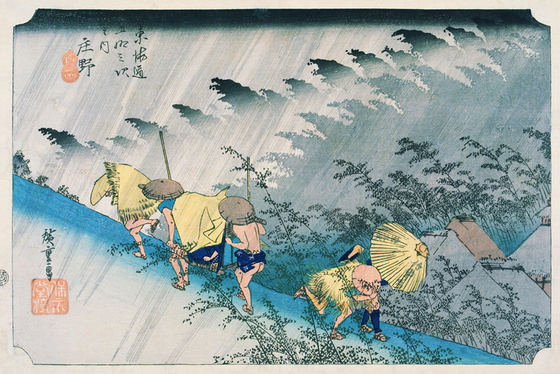 Shono (aus der 53 Stationen des Tokaido) von Ando oder Utagawa Hiroshige