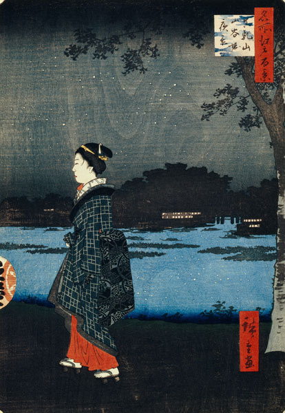 Abend am Matsuchiyama und San'ya-Kanal (Einhundert Ansichten von Edo) von Ando oder Utagawa Hiroshige