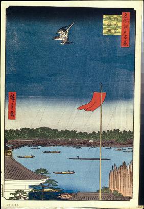 Der Komakata-Tempel und die Azuma-Brücke (Einhundert Ansichten von Edo)