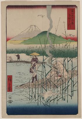 Die Sagami-Bucht (Aus der Serie "36 Ansichten des Berges Fuji") 1858