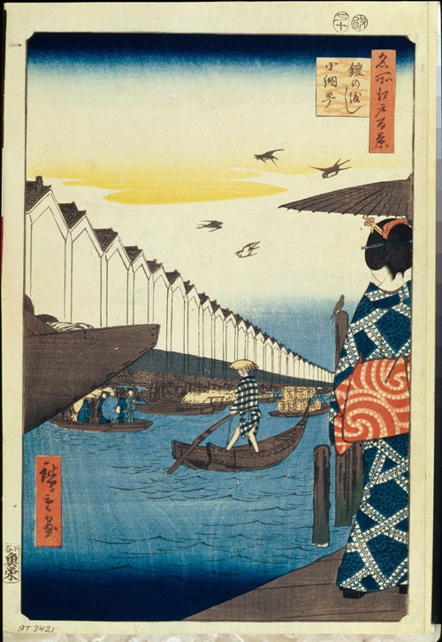 Die Yoroi-Fähre und Koami-cho (Einhundert Ansichten von Edo) von Ando oder Utagawa Hiroshige