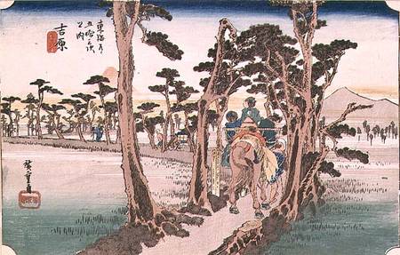Fuji from Yoshiwara from 53 Stations of the Tokaido von Ando oder Utagawa Hiroshige