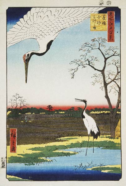 Mikawa-Insel, Kanasugi, und Minowa (Einhundert Ansichten von Edo) von Ando oder Utagawa Hiroshige