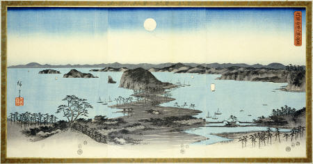 Night View Of Eight Excellent Sceneries Of Kanazawa In Musashi Province von Ando oder Utagawa Hiroshige