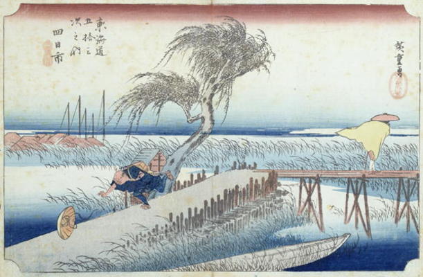 The Hurricane (Yokkaichi) no.44 from the series '53 Stations of the Tokaido Road' (woodblock print) von Ando oder Utagawa Hiroshige