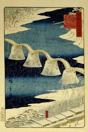 The Brocade Bridge In Snow von Ando oder Utagawa Hiroshige