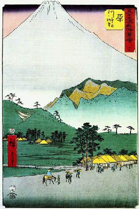 Station Hara. Aus der Serie "53 Stationen des Tokaido" (Tate-e Edition) 1852