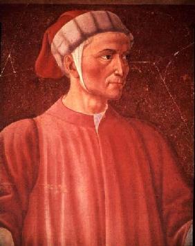 Dante Alighieri (1265-1321) detail of his bust, from the Villa Carducci series of famous men and wom c.1450