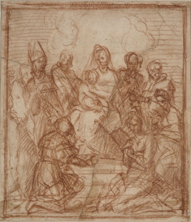 Thronende Madonna mit acht Heiligen (Studie) von Andrea del Sarto