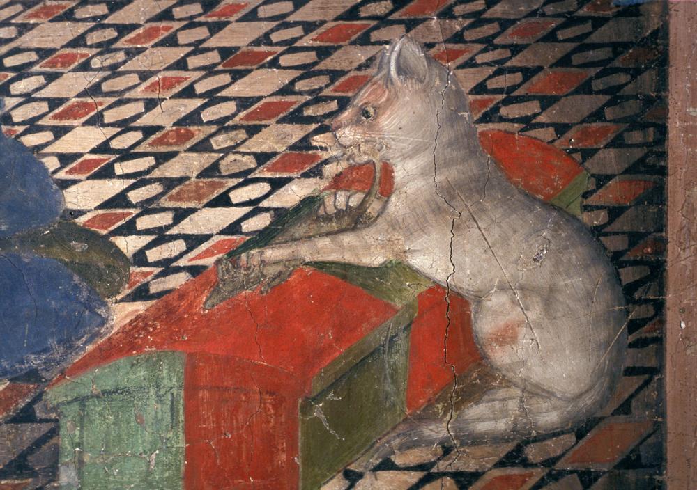 Ausschnitt: Mausfressende Katze im Gemach der Maria. von Andrea De Litio