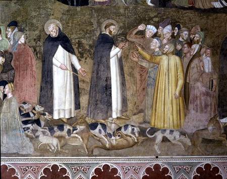 St. Dominic Sending Forth the Hounds and St. Peter Martyr Casting Down the Heretics, from the Spanis von Andrea  di Bonaiuto