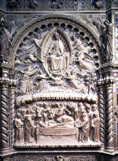 Tabernacle, detail showing the Death and Assumption of the Virgin von Andrea di Cione Orcagna