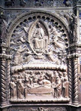 Tabernacle, detail showing the Death and Assumption of the Virgin 1359