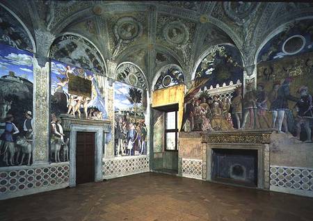 The Camera degli Sposi or Camera Picta with scenes from the court of Mantua, showing the Marchese Lu von Andrea Mantegna