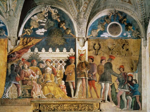 Marchese Ludovico Gonzaga III, his wife Barbara of Brandenburg, their children, courtiers and their von Andrea Mantegna