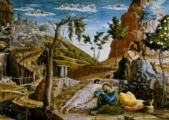 The Agony in the Garden, left hand predella panel from the Altarpiece of St. Zeno of Verona von Andrea Mantegna