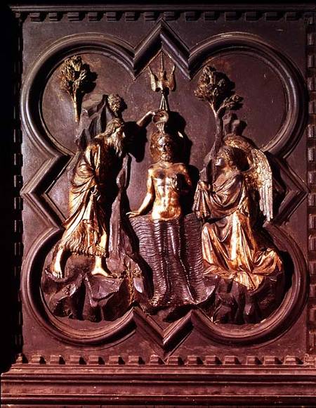 The Baptism of Christ, panel from the south doors of the Baptistry depicting scenes from the life of von Andrea Pisano