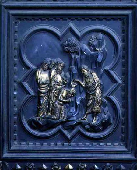 The Baptism of the Disciples, ninth panel of the South Doors of the Baptistery of San Giovanni von Andrea Pisano