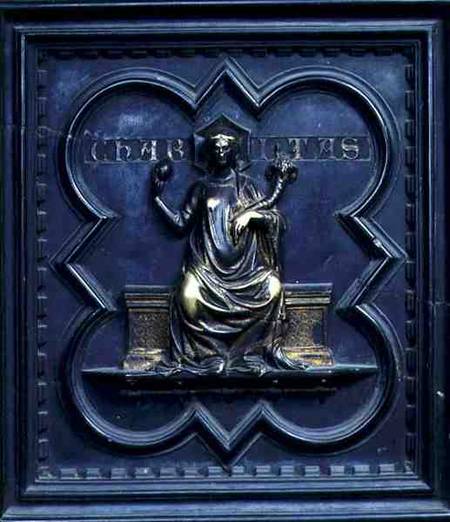 Charity, panel C of the South Doors of the Baptistery of San Giovanni von Andrea Pisano