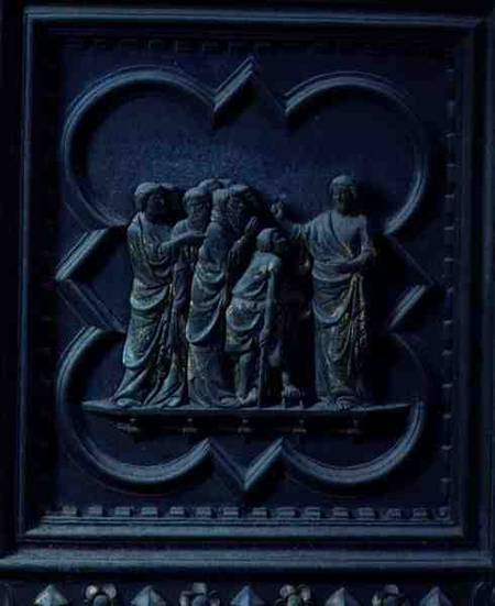 The Disciples Visit Jesus, fourteenth panel of the South Doors of the Baptistery of San Giovanni von Andrea Pisano