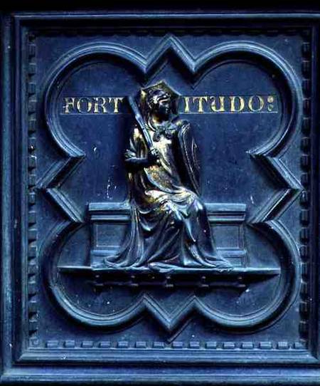 Fortitude, panel E of the South Doors of the Baptistery of San Giovanni von Andrea Pisano