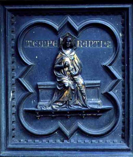 Temperance, panel F of the South Doors of the Baptistery of San Giovanni von Andrea Pisano