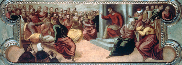 Christus lehrt im Tempel von Andrea Schiavone