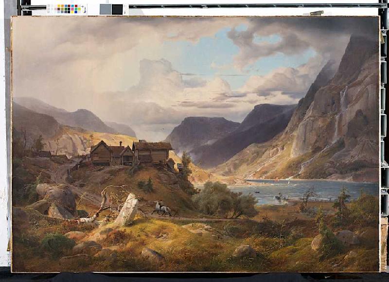 Norwegische Gebirgslandschaft von Andreas Achenbach