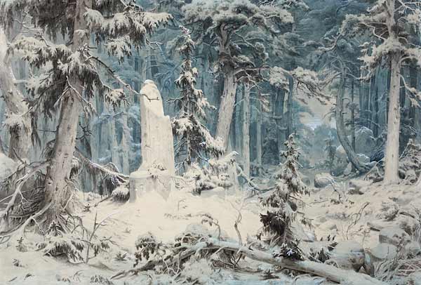 Verschneiter Wald von Andreas Achenbach