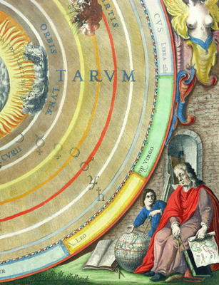 An Astronomer, detail from a map of the planets, from 'A Celestial Atlas, or The Harmony of the Univ von Andreas Cellarius