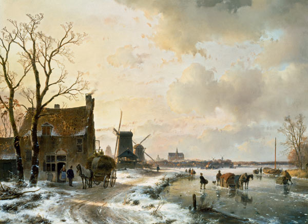 Winter scene von Andreas Schelfhout