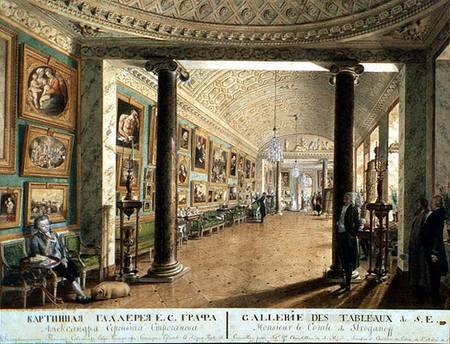 The Picture Gallery in the Stroganov Palace in St. Petersburg, 1793 (pen, brush von Andrei Nikiforovich Voronikhin