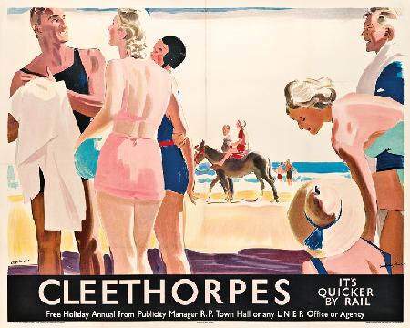 A poster advertising travel to Cleethorpes by London and North Eastern Railway c.1925