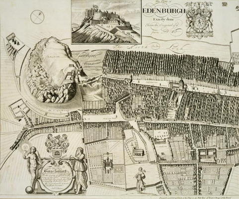 Plan of Edinburgh, pub. by John Smith (c.1652-1742) c.1710 (engraving) von Andrew Johnston