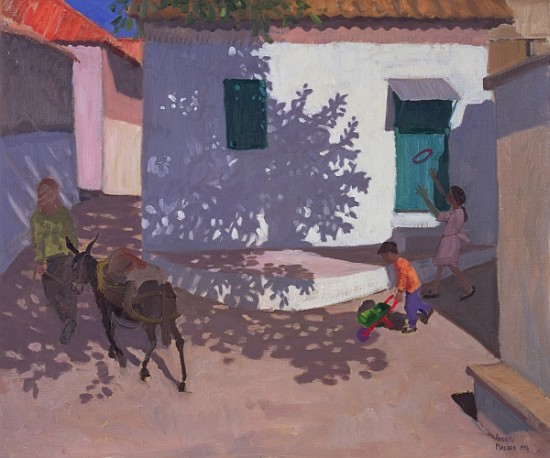 Green Door and Shadows, Lesbos, 1996 (oil on canvas)  von Andrew  Macara