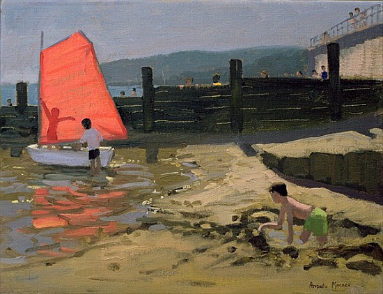 Red Sail, Isle of Wight (oil on canvas)  von Andrew  Macara