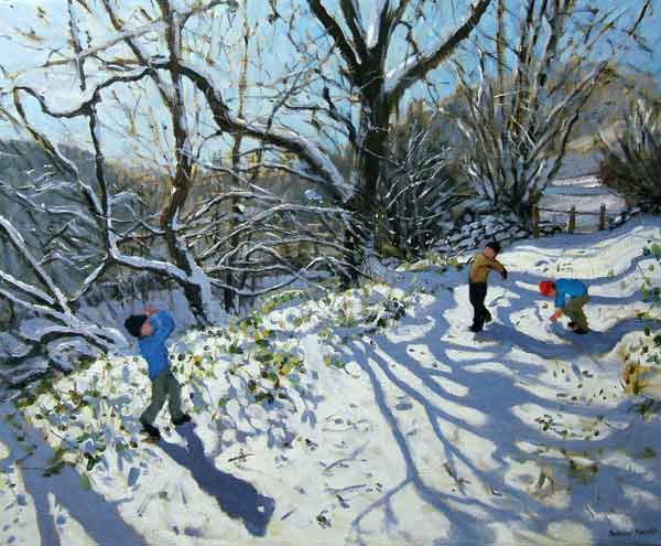 Snowball fight, Derbyshire von Andrew  Macara