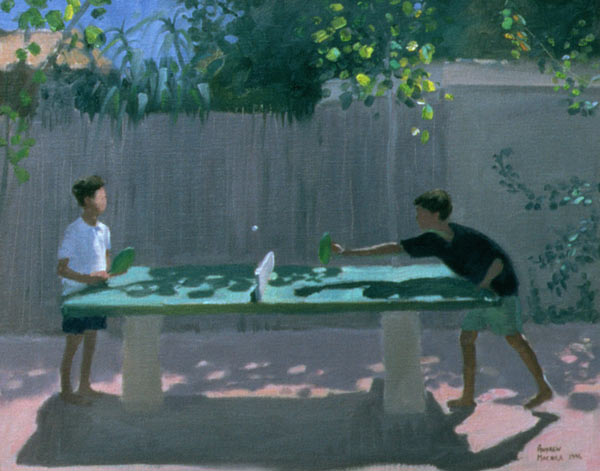 Table Tennis, France, 1996 (oil on canvas)  von Andrew  Macara