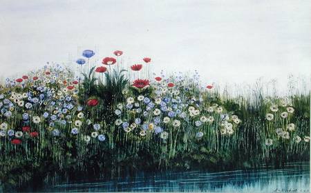 Poppies by a Stream von Andrew Nicholl