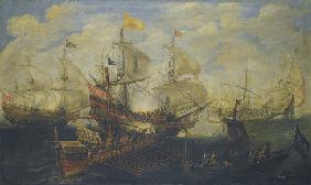 Die Seeschlacht von Lepanto am 7. Oktober 1571
